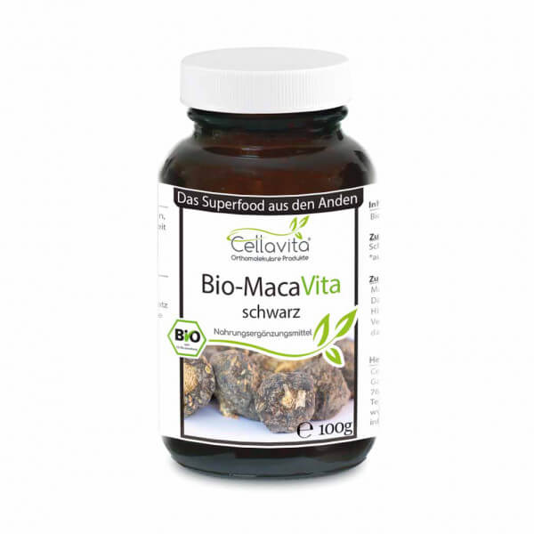 Bio-Maca Vita schwarz (20 Tagesvorrat) - 100 g Pulver im Glas