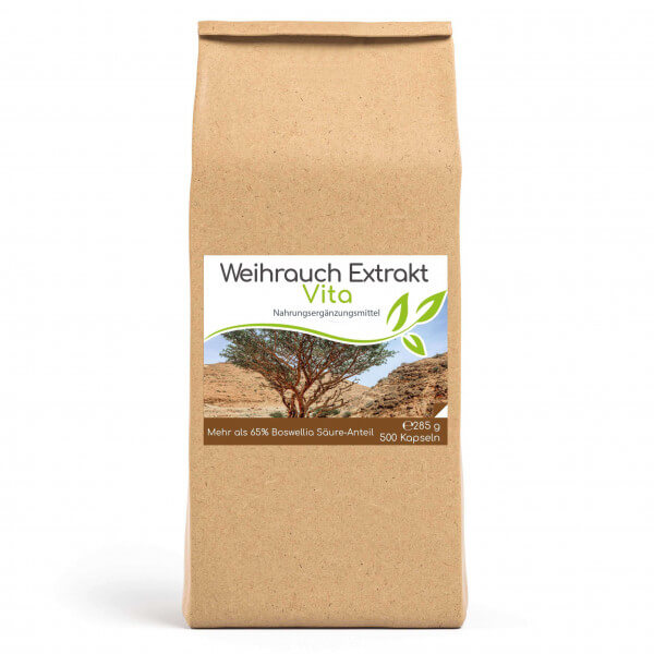 Weihrauch-Extrakt Vita | 500 Kapseln im Vorratsbeutel (>65% Boswellia-Säuren-Anteil)