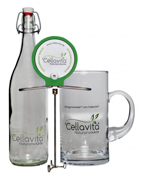 Set Hexagonwasser®-Wirbler und Krug mit Glasflasche (Hand)